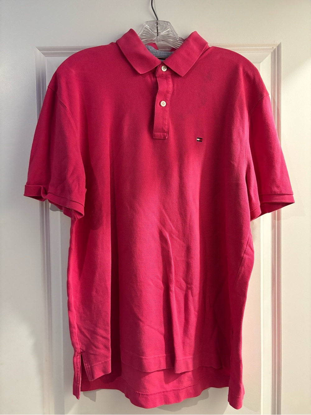 Tommy Hilfiger Men's Hot Pink Polo with Flag Logo